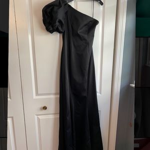 Zac Posen Black One shoulder stretch mermaid gown